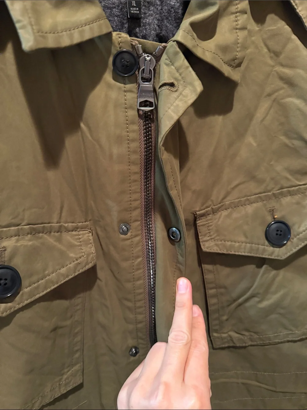 Banana Republic Men's Olive Field Jacket with Hooded Collar